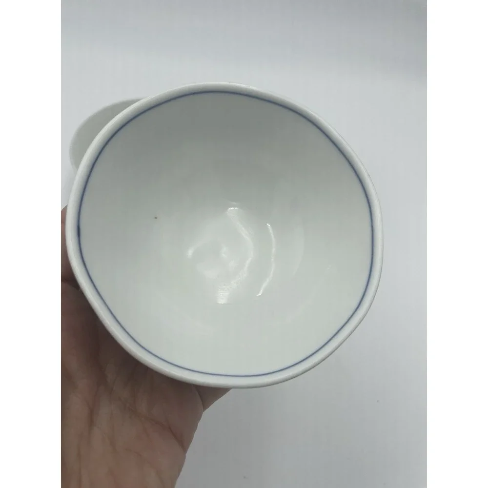 Set of 3 Antique Japanese‎ Chinese Asian Blue & White Rice Bowls